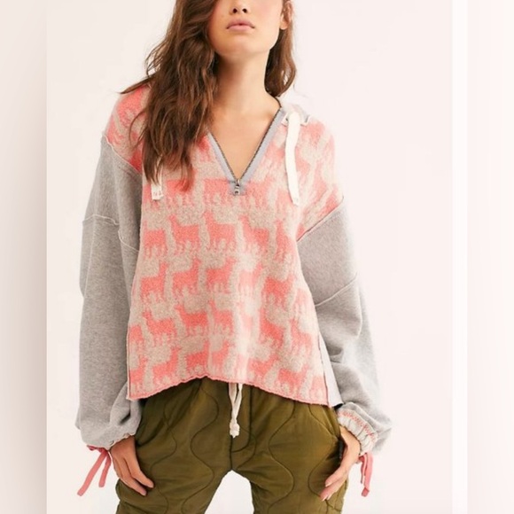Free People Sweaters - Free People Alpaca My Bags Hoodie Womens XS Sweatshirt Hi Lo Oversize Boho Rare